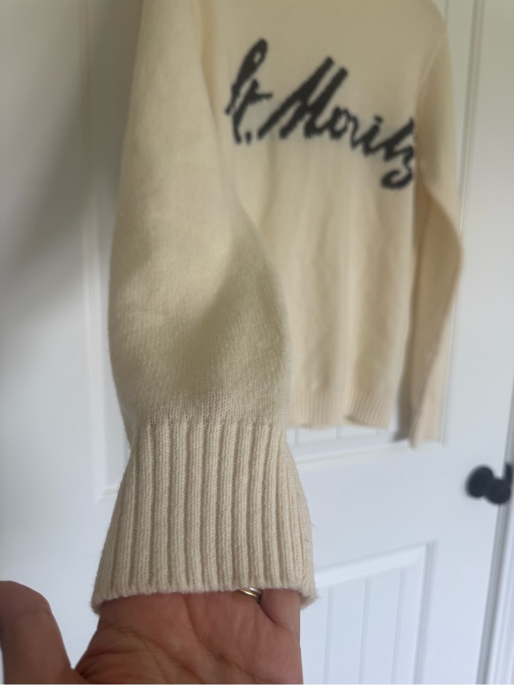 Brandy Melville John Galt St. Moritz Wool Blend Cream Knit Oversized Sweater OS - Picture 5 of 9